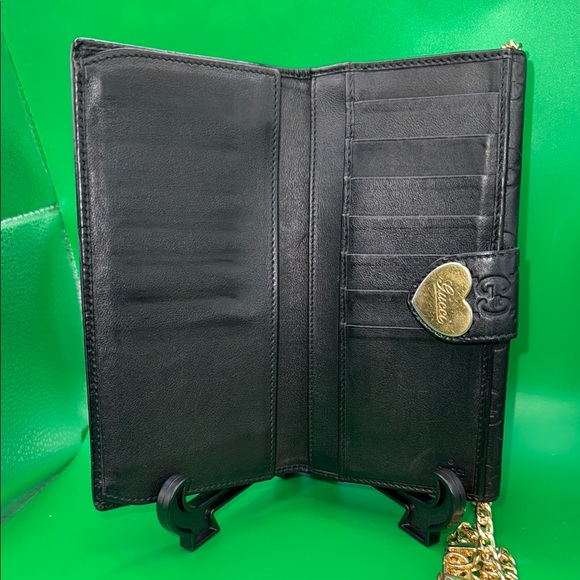 Gucci Sima Black and Gold Wallet with Heart Embellishment - Picture 7 of 13